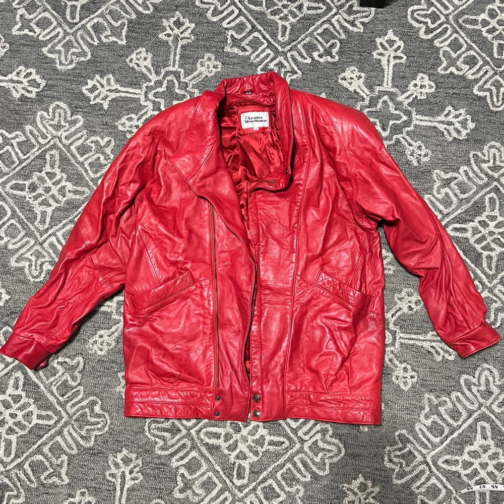 SOLD Vintage Red Leather Jacket - The Leather Warehouse